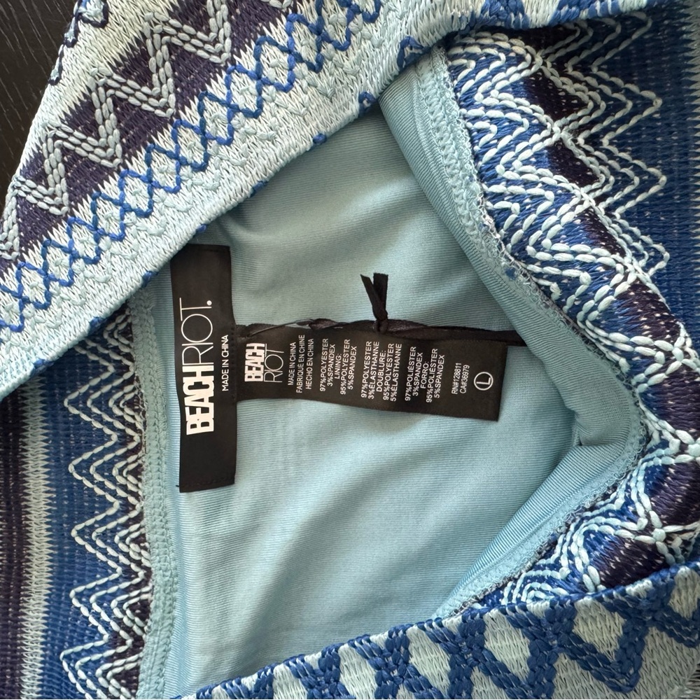 Beach Riot Blue Multi Striped High-Cut Bikini Bottom - Picture 5 of 6